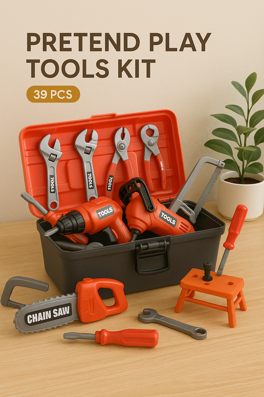 VIP Kids Construction Tool Set (38/41PCS) – Realistic Toy Drill, Tools & Toolbox